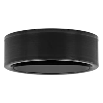 Robert Alton Men's Black Ion Plated 8mm Band Ring In Tungsten