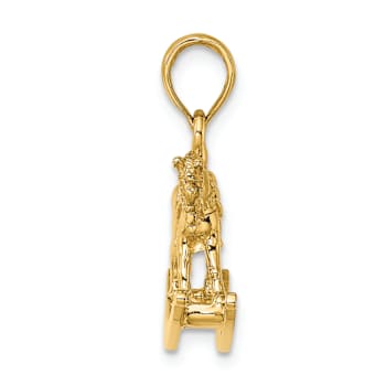 14k Yellow Gold 3D Polished and Textured Children's Rocking Horse Charm