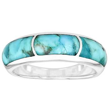 Turquoise Three-Stone Inlay Ring In Sterling Silver