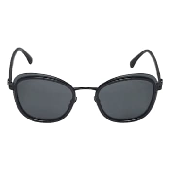 Chanel Black Cat Eye Frame / Smoke Lenses Sunglasses