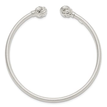 Sterling Silver Textured Love Knot Cuff Bracelet