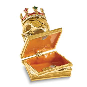 SHAKESPEARE Crowned Skull on Books Trinket Box