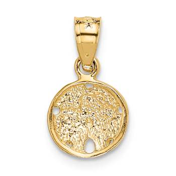 14k Yellow Gold Textured and Diamond-Cut Sand Dollar Pendant