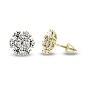 2.00ctw Lab Grown Diamond Cluster Earrings in 14k Yellow Gold