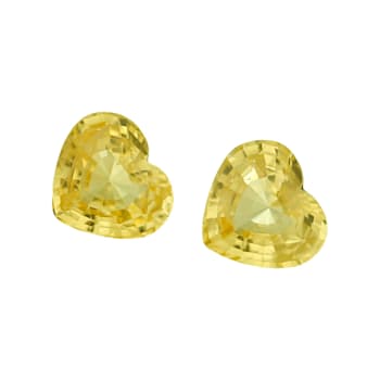 Yellow Sapphire 9.0x8.30mm Heart Shape Matched Pair 5.45ctw