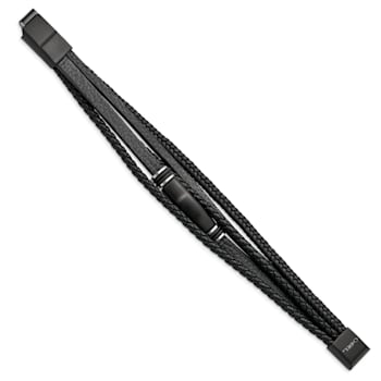 Black Rubber and Stainless Steel Brushed Black IP Plated 8-inch with
0.5-inch Extension Bracelet
