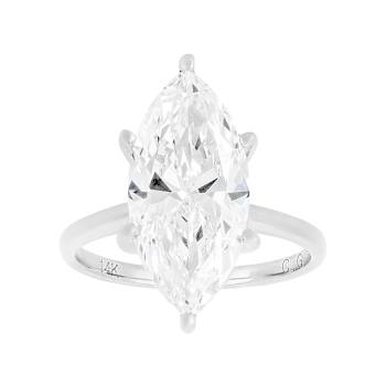 Lab-Grown Diamond Marquise Solitaire Ring In 14K White Gold 5.00ct