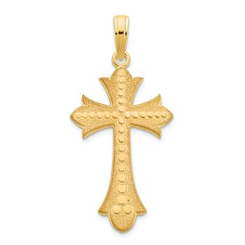 14k Yellow Gold Textured Cross Pendant