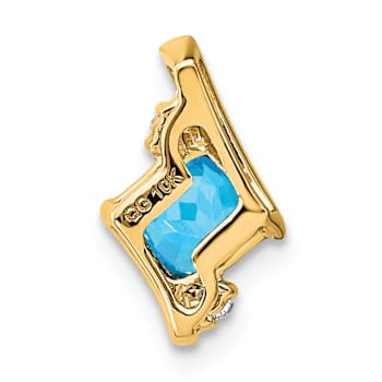 10k Yellow Gold 0.66 ctw Cushion Swiss Blue Topaz and Diamond Chain
Slide Pendant