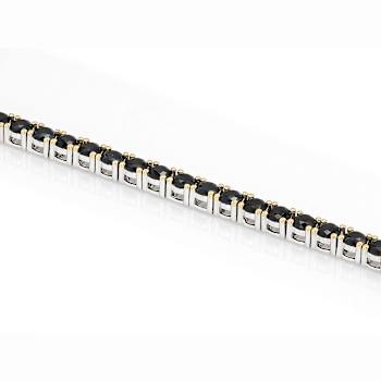 Black Spinel Two-Tone Tennis Bracelet In Rhodium And 18K Gold Over
Sterling Silver 6.50ctw