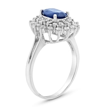 1.80ctw Diamond and Sapphire Ring in 14k White Gold