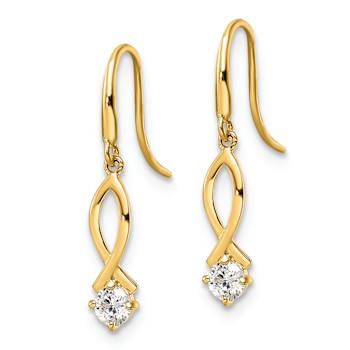 14k Yellow Gold Cubic Zirconia Dangle Earrings