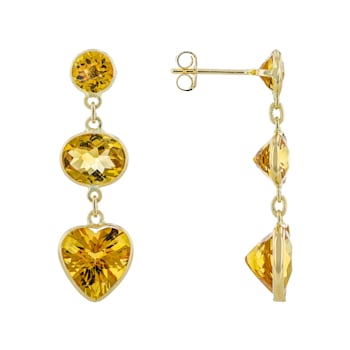 Yellow Citrine 14K Yellow Gold Dangle Earrings 10.23ctw