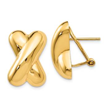14k Yellow Gold Polished X Stud Earrings