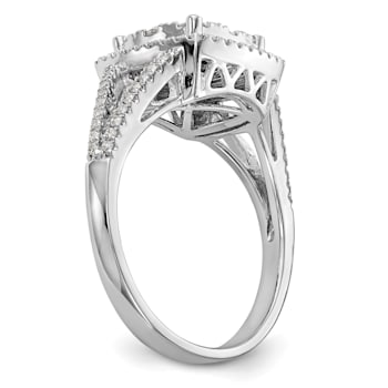 Rhodium Over 14K White Gold Lab Grown Diamond Cluster Engagement Ring 0.995ctw
