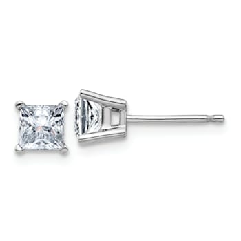 Rhodium Over 14K White Gold 1ct. 4.5mm Princess G H I True Light
Moissanite Earrings