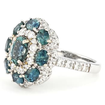 Montana Sapphire and Diamond 14K White Gold Ring 3.75ctw