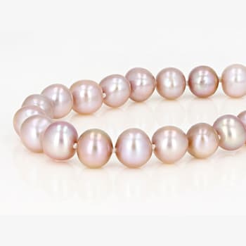 9-9.5mm Purple Cultured Freshwater Pearl Sterling Silver Line Bracelet