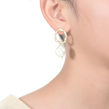 Freshwater Pearl Drop Earrings In 14K Gold Over Sterling Silver