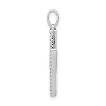 Rhodium Over 14K White Gold Diamond Letter H Initial Pendant