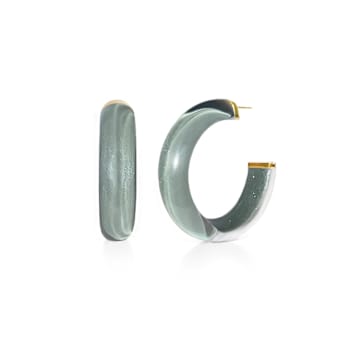14K Yellow Gold Over Sterling Silver Illusion Acrylic Hoops in Watercress