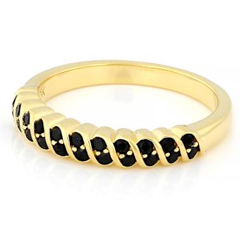 Black Spinel Band Ring In 18K Gold Over Sterling Silver 0.36ctw
