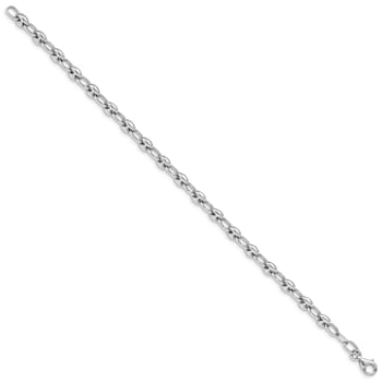 Rhodium Over 14k White Gold 4.9mm Polished Link Bracelet