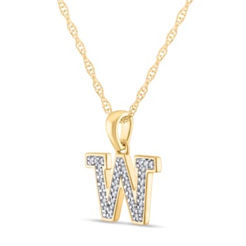 White Diamond Accent 10k Yellow Gold W Initial Pendant With 18” Rope Chain