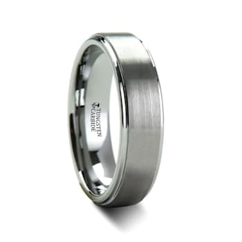 OPTIMUS Raised Center with Brush Finish Tungsten Ring 6mm