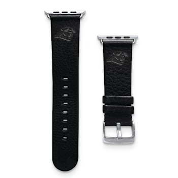 Gametime Carolina Panthers Leather Band fits Apple Watch (42/44mm M/L
Black). Watch not included.