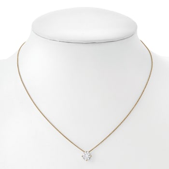 14K Yellow Gold 1/2 ct. 5.0mm Round G H I True Light Moissanite Pendant
with Chain