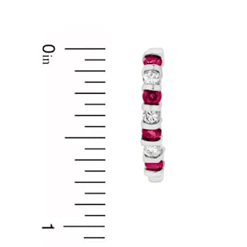 0.90ctw Ruby and Diamond J Hoop Earrings in 14k White Gold