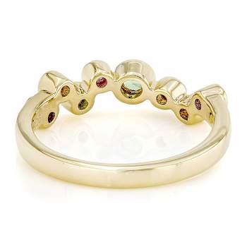 Multi Garnet Band Ring In 18K Gold Over Sterling Silver 0.43ctw