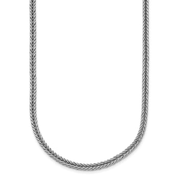 Rhodium Over Sterling Silver Polished 3.0mm Franco 18 Inch Chain