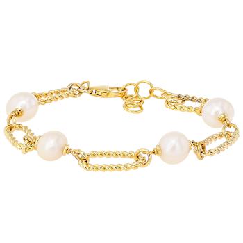 Freshwater Pearl Station Bracelet In 18K Gold Over Bronze