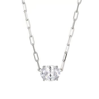 White Cubic Zirconia Rhodium Over Sterling Silver Paperclip Necklace 4.0ctw