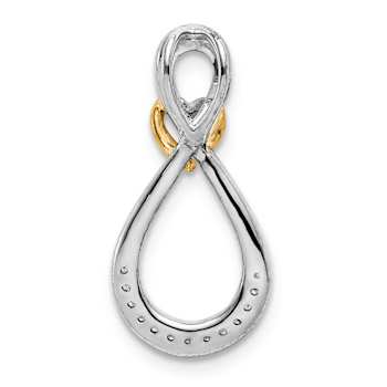 14K Two-tone Textured 1/20ct. Diamond Infinity with Heart Chain Slide Pendant