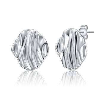 Rippled Stud Earrings In Sterling Silver