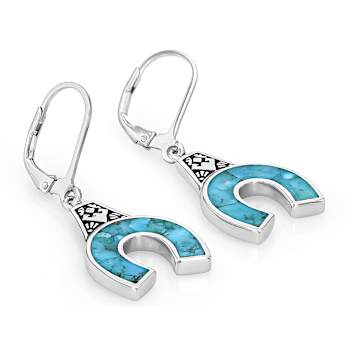 Turquoise Horseshoe Inlay Sterling Silver Earrings