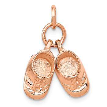 14k Rose Gold 3D Moveable Textured Baby Shoes Charm