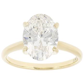 Lab-Grown Diamond Oval Solitaire Ring In 14K Gold 3.00ct