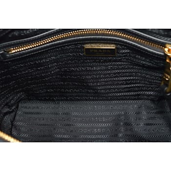 Prada Logo Jacquard Black Canvas Satchel Crossbody