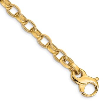 14k Yellow Gold 6.2mm Hand-polished Fancy Link Bracelet