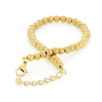 Polished Bead Bracelet In Gold-Tone 5mm