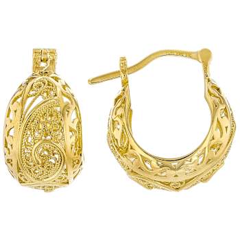 Chunky Filigree Hoop Earrings In 18K Gold Over Sterling Silver