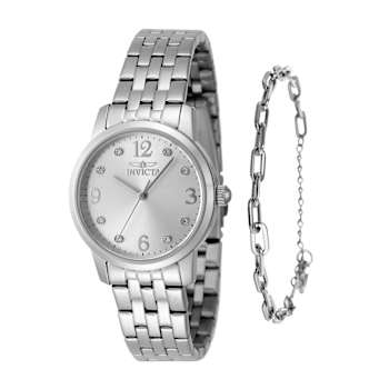 Invicta Angel 32mm Stainless Steel Quartz Watch and Bracelet Set