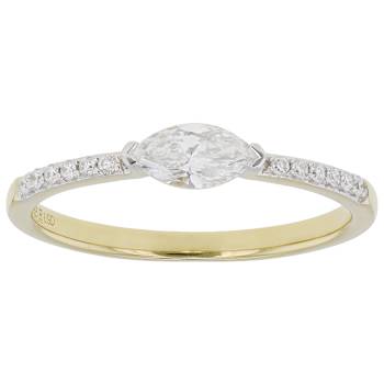 Marquise And Round Lab-Grown Diamond Band Ring In 14K Gold Over Sterling
Silver 0.40ctw