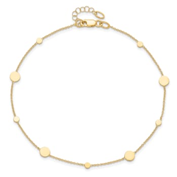 14K Yellow Gold Polished Disc with 1-inch Extension Anklet