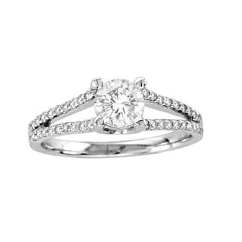 14K White Gold 0.95ctw Diamond Split Shank Engagement Ring