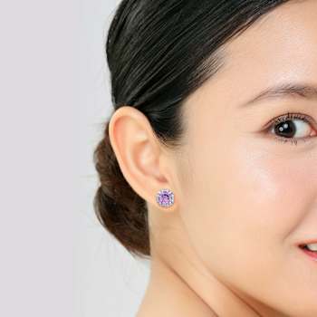 Amethyst and Diamond 10K White Gold Earrings 0.87ctw